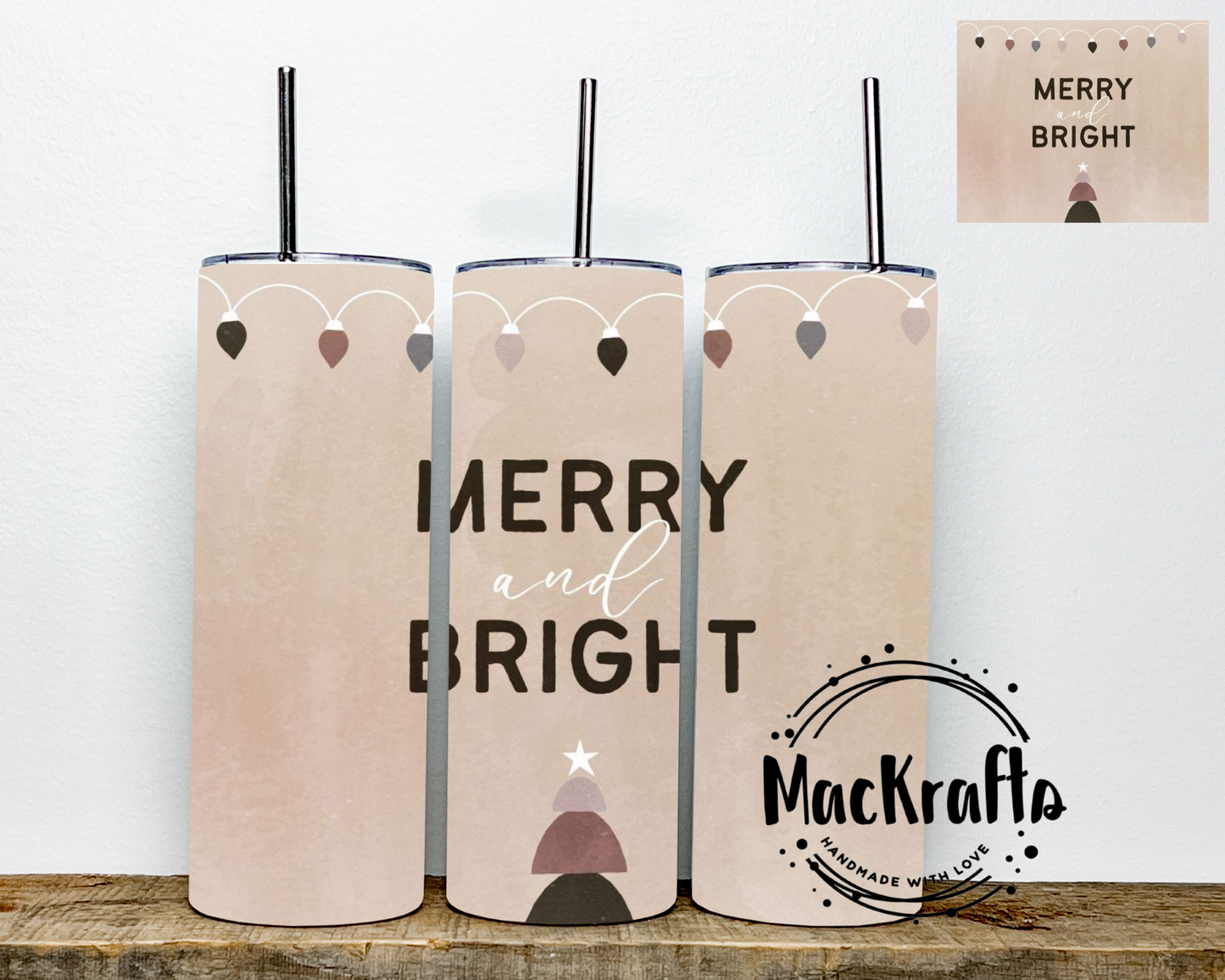 Boho Merry And Bright Tumbler | Stainless Steel Double Wall Tumbler