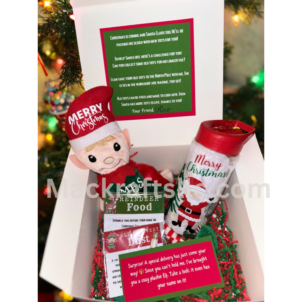 Special Delevery Box- With FREE personalization Christmas Elf Stuffy