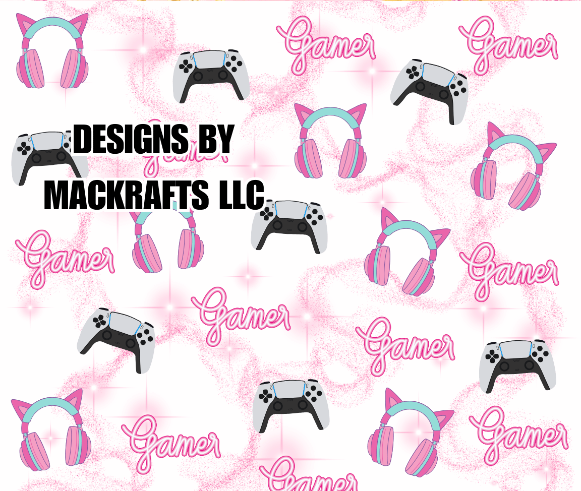 Gamer Girl Cat Headphones Instant Digital Download
