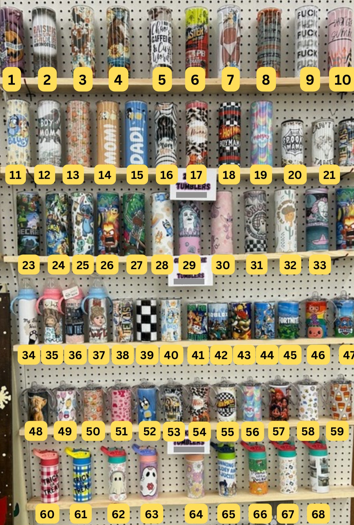 Choose From the Tumbler Wall