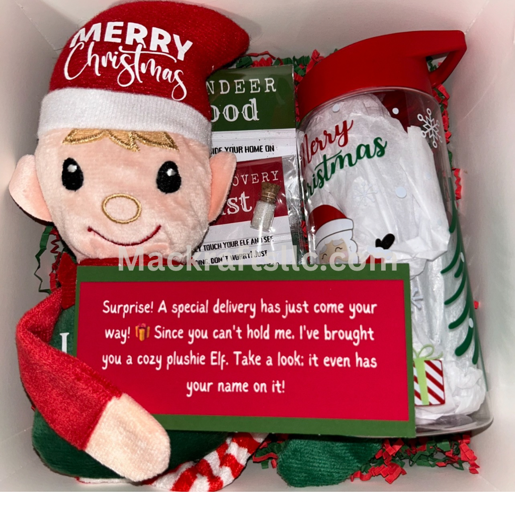 Special Delevery Box- With FREE personalization Christmas Elf Stuffy