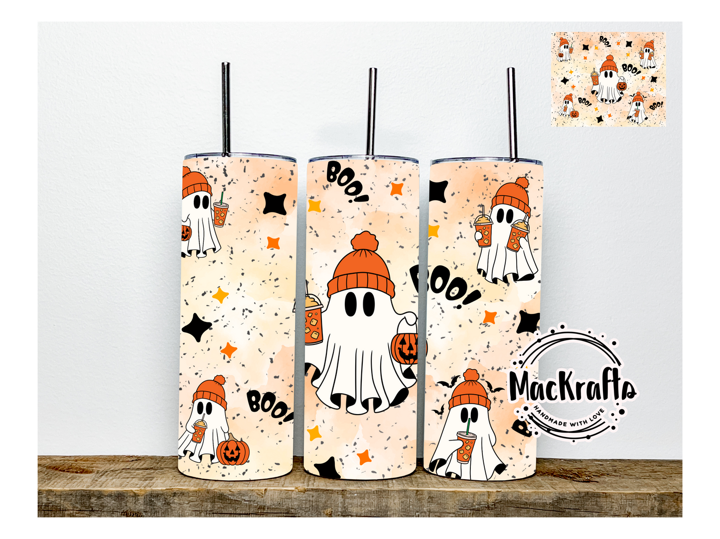 Halloween Ghost Trick or Treat Tumbler | Stainless Steel Double Wall Tumbler