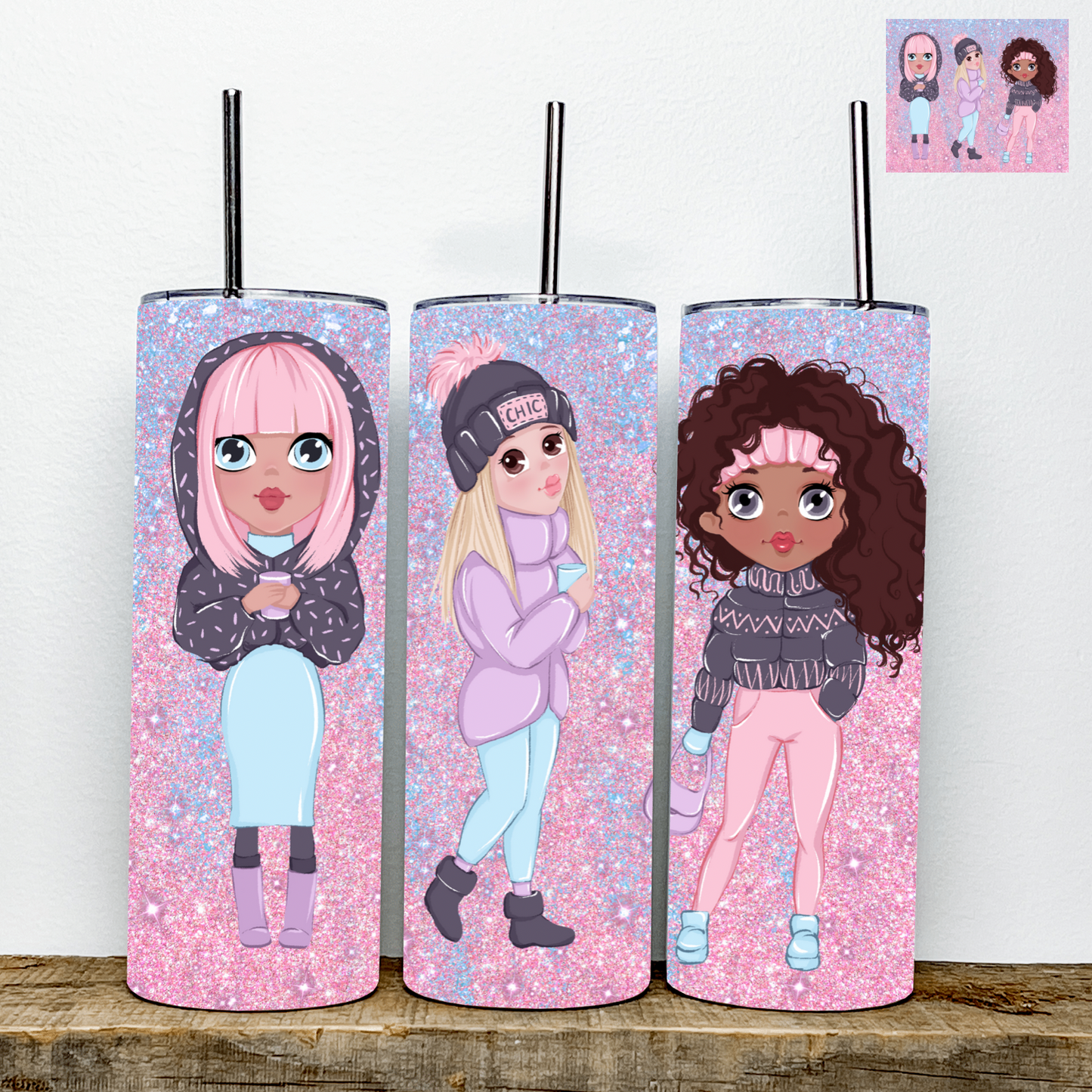 Winter Girls Tumbler | Stainless Steel Double Wall Tumbler