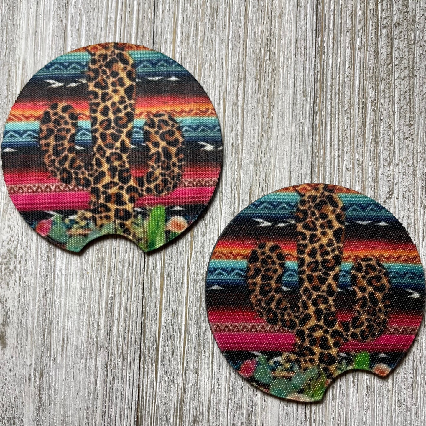 Cheetah print cactus western Drink Coaster set of 2