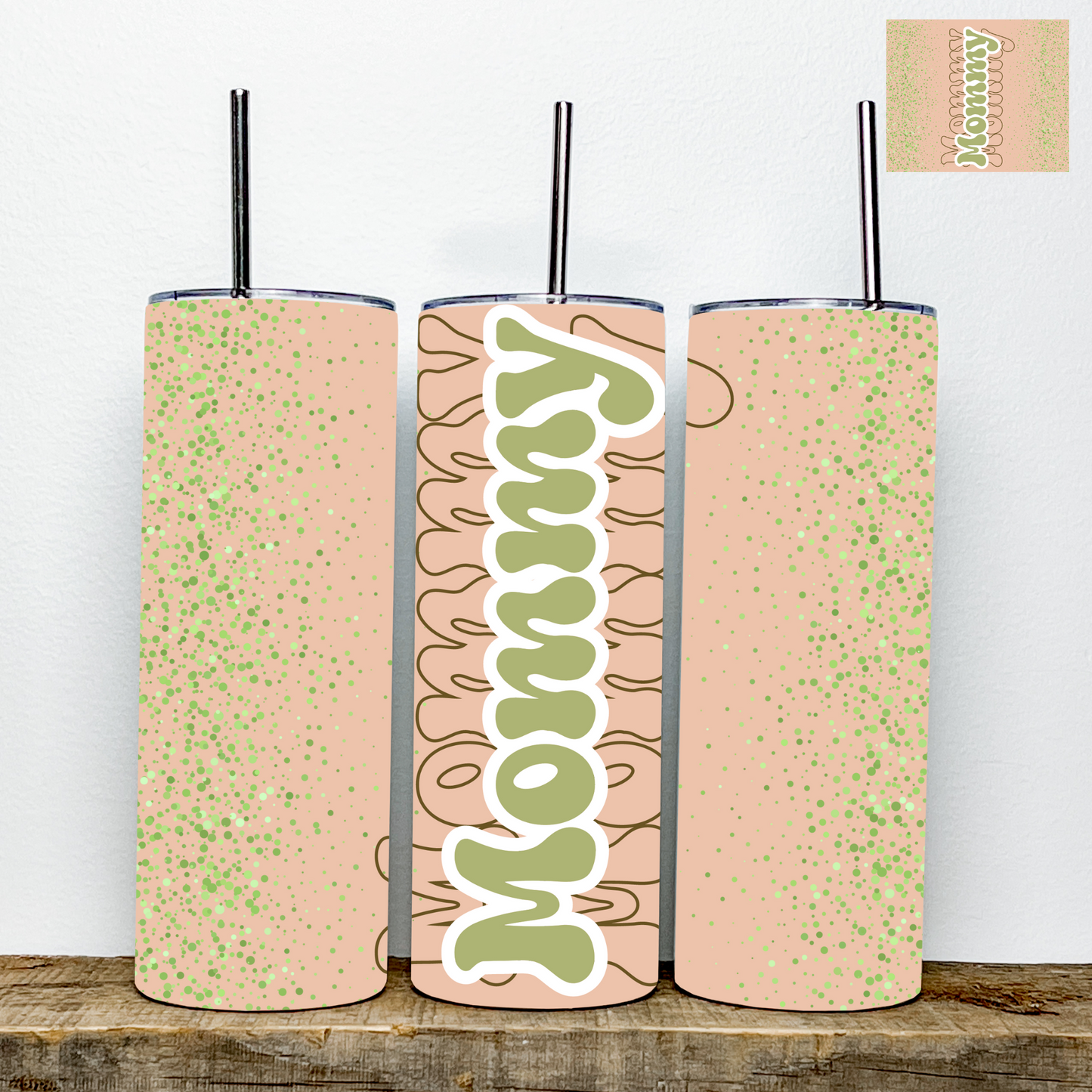 Mommy Green Glitter Tumbler | Stainless Steel Double Wall Tumbler