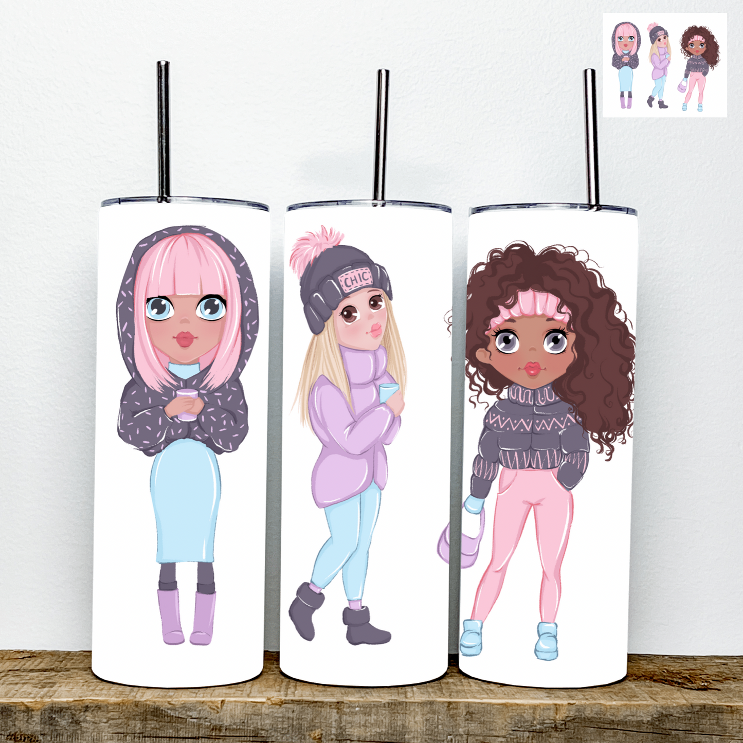 Winter Girls Tumbler | Stainless Steel Double Wall Tumbler
