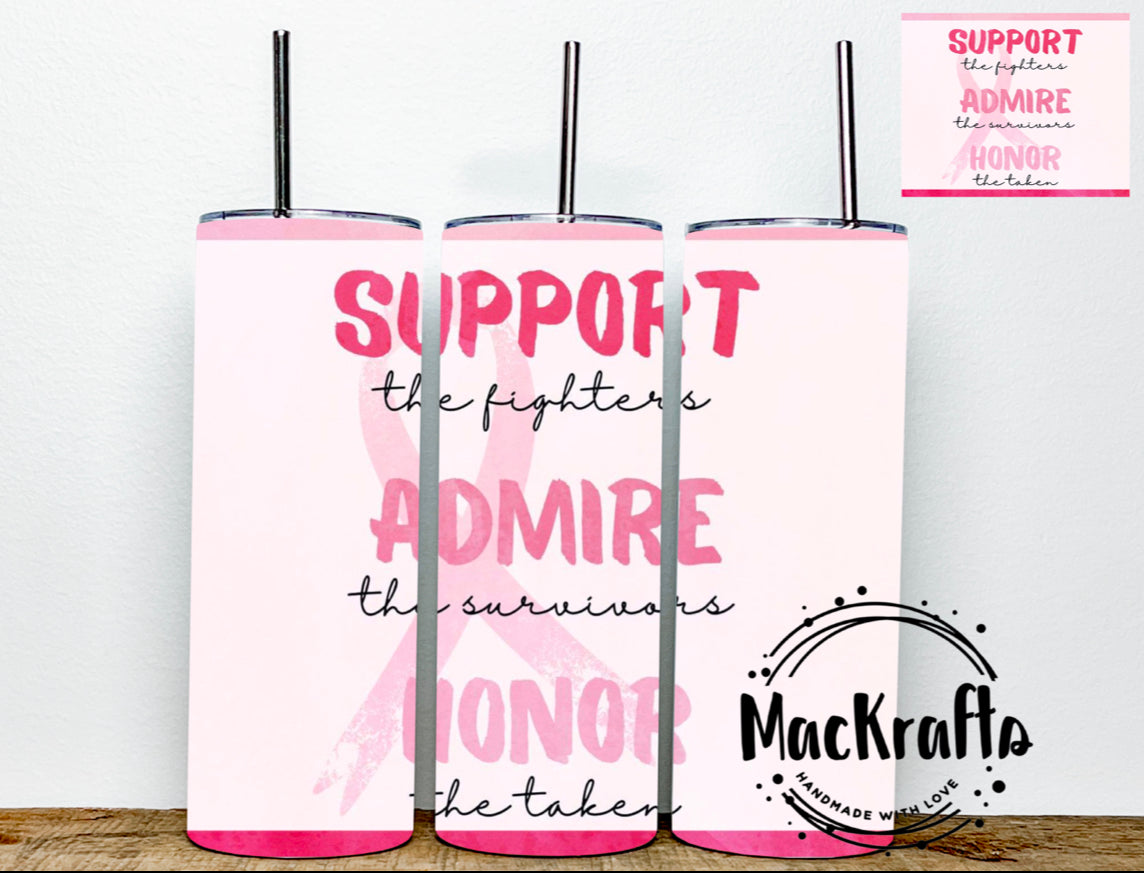 Breast cancer awareness Tumbler / 20oz tumbler / glass tumbler / stainless steel tumbler