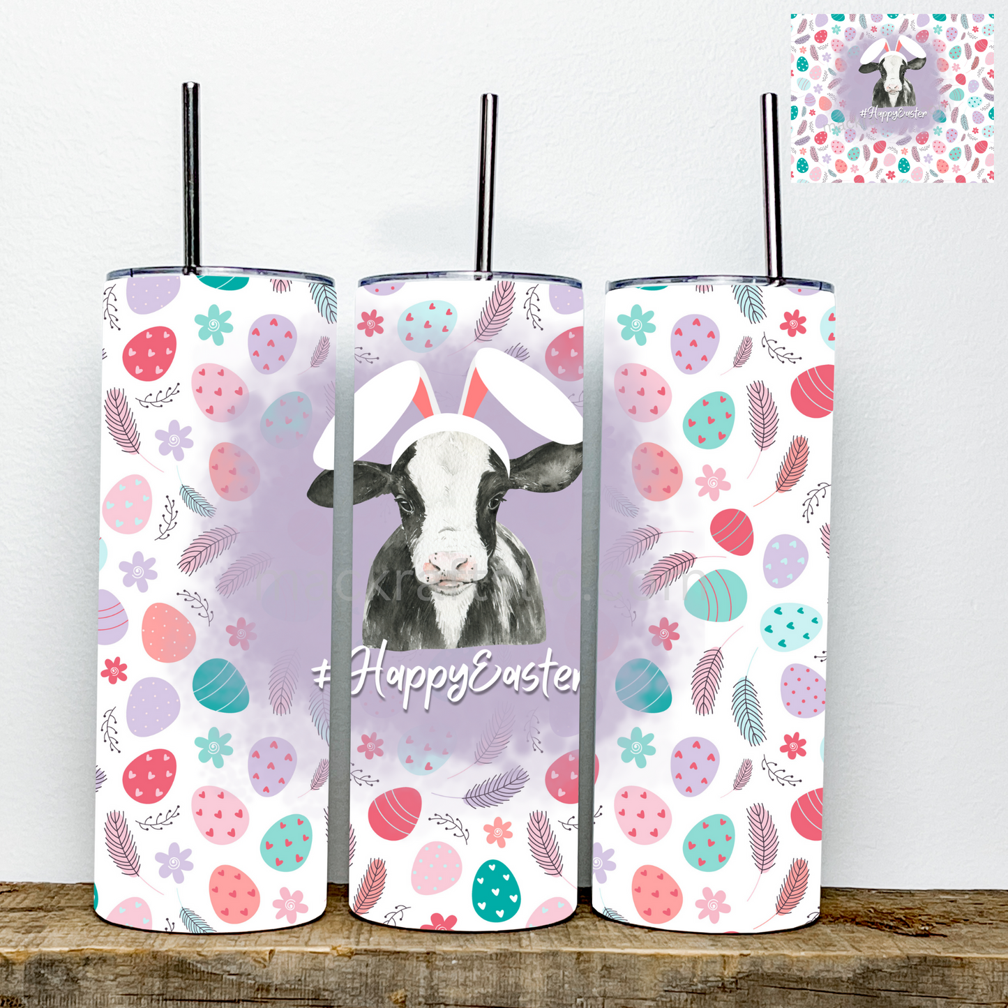 Happy Easter Cow/Pig Tumblers | Stainless Steel Double Wall Tumbler