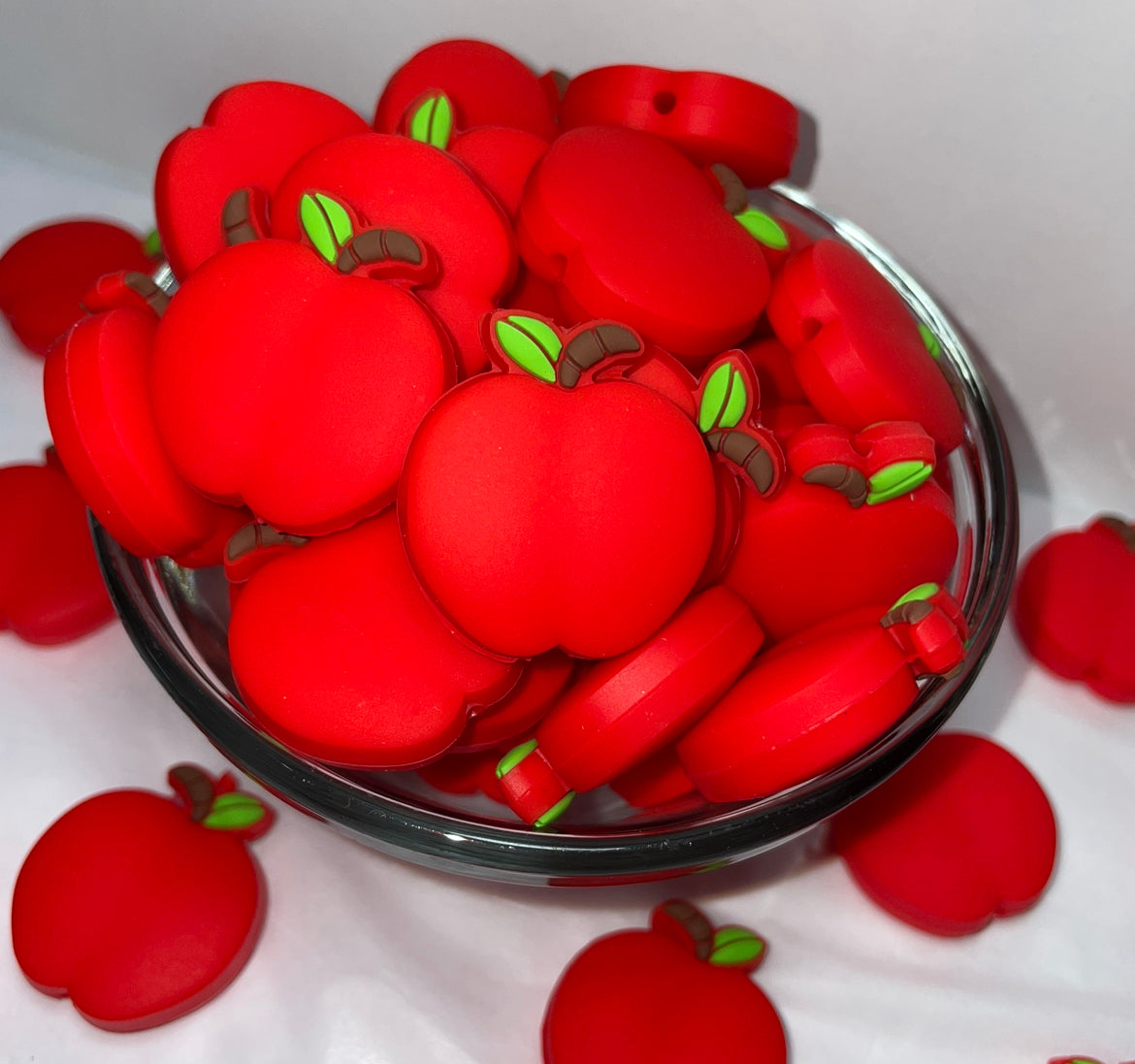 Red Apple Focal Silicone Beads, Apple Silicone Focals, Silicone Beads, Red Silicone Beads, Teacher Silicone Focal Beads, Focal Beads, Focal Silicone Beads, Beads for Crafting