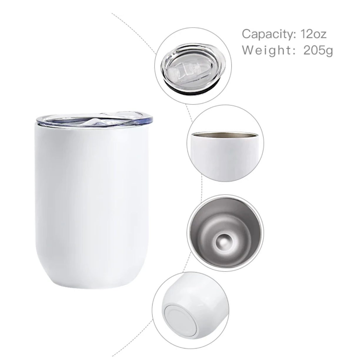 Blank Sublimation 12oz. Wine Tumbler | case of 25