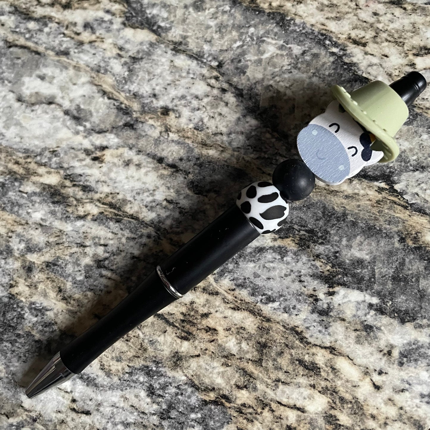 Cowboy Hat (green) & Cow Print Pen | Refillable Black Ink Pen